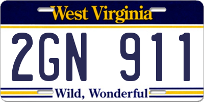 WV license plate 2GN911