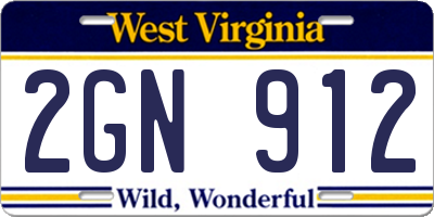 WV license plate 2GN912