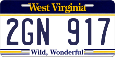 WV license plate 2GN917