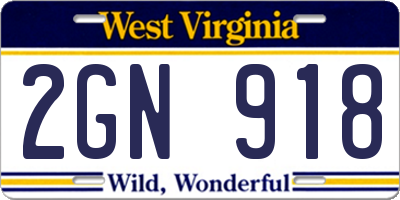 WV license plate 2GN918