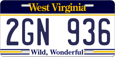 WV license plate 2GN936