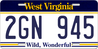 WV license plate 2GN945