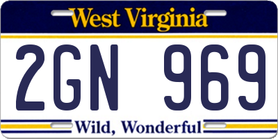 WV license plate 2GN969
