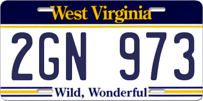 WV license plate 2GN973