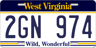 WV license plate 2GN974