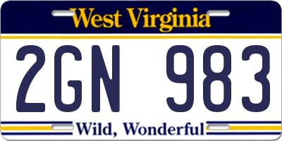 WV license plate 2GN983