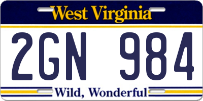 WV license plate 2GN984