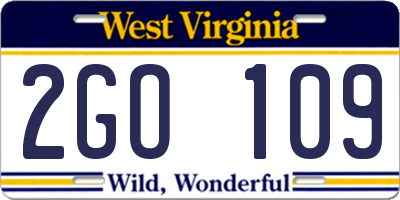 WV license plate 2GO109
