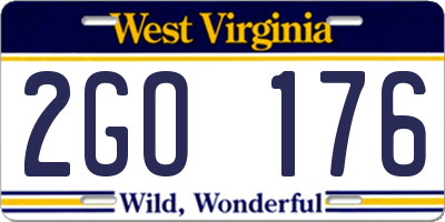 WV license plate 2GO176
