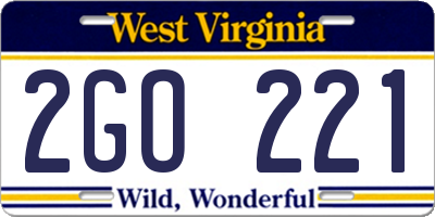 WV license plate 2GO221