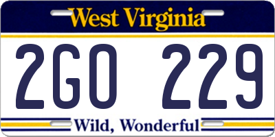 WV license plate 2GO229