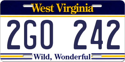 WV license plate 2GO242
