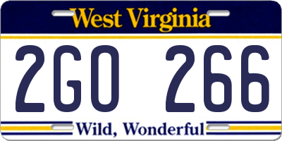 WV license plate 2GO266