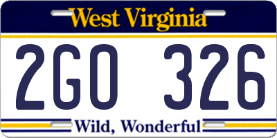WV license plate 2GO326