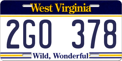 WV license plate 2GO378