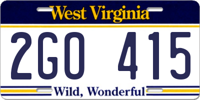 WV license plate 2GO415