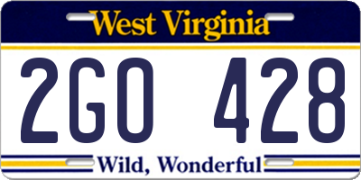 WV license plate 2GO428
