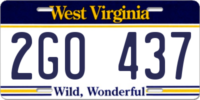 WV license plate 2GO437