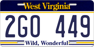 WV license plate 2GO449