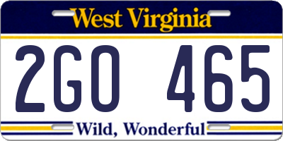 WV license plate 2GO465