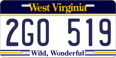 WV license plate 2GO519