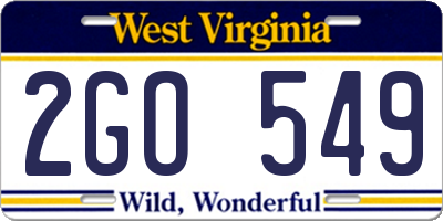 WV license plate 2GO549