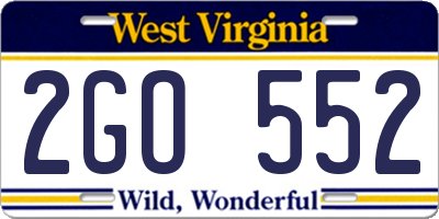 WV license plate 2GO552