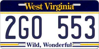 WV license plate 2GO553