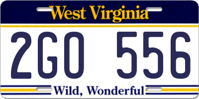WV license plate 2GO556