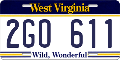 WV license plate 2GO611