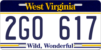 WV license plate 2GO617