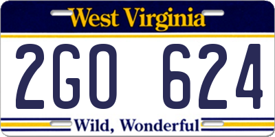 WV license plate 2GO624