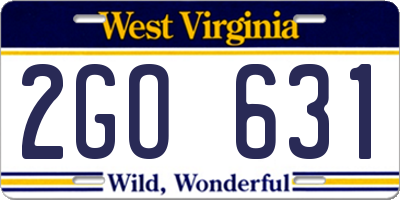 WV license plate 2GO631