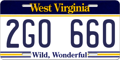 WV license plate 2GO660