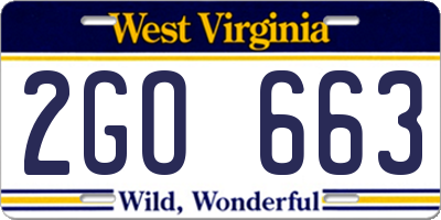 WV license plate 2GO663