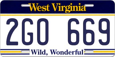 WV license plate 2GO669