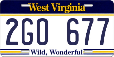WV license plate 2GO677