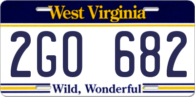 WV license plate 2GO682
