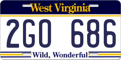 WV license plate 2GO686