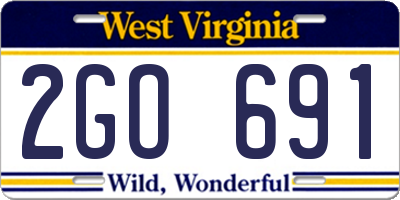 WV license plate 2GO691