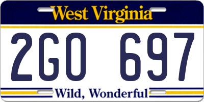 WV license plate 2GO697