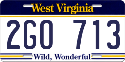 WV license plate 2GO713