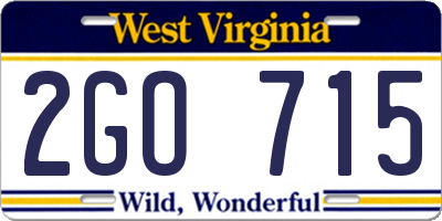 WV license plate 2GO715