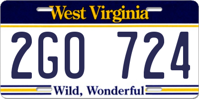 WV license plate 2GO724