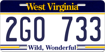 WV license plate 2GO733