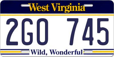 WV license plate 2GO745