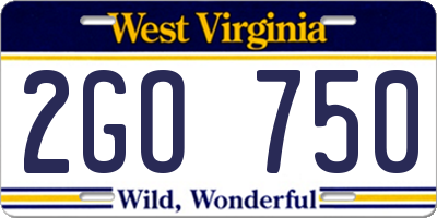 WV license plate 2GO750