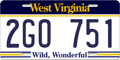 WV license plate 2GO751