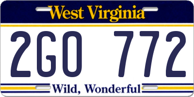 WV license plate 2GO772