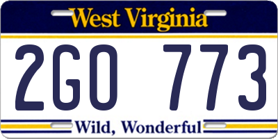 WV license plate 2GO773